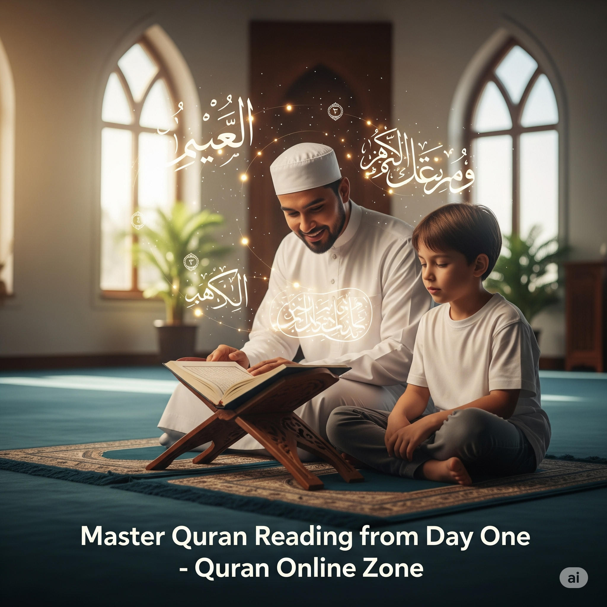 Student reading the Quran online